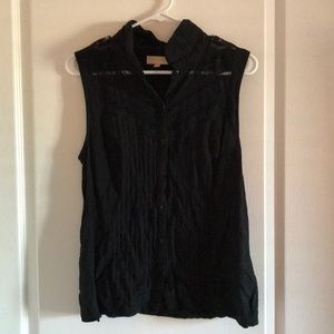 Black lacy sleeveless blouse